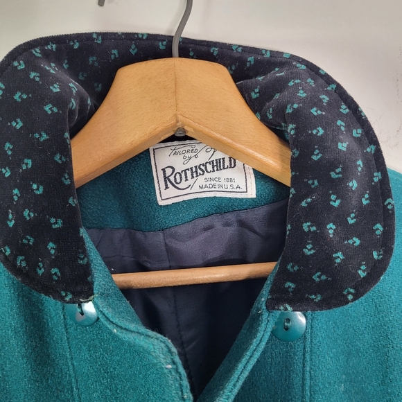 Rothschild Girls Teal Coat with Black Collar Vintage Retro SZ 6X - Picture 2 of 10